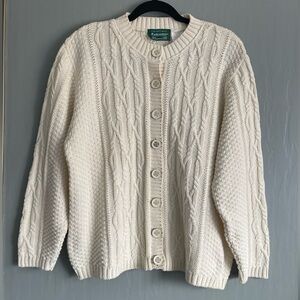 Vintage Parkhurst Collectibles Ivory Cable Knit Button-Front Cardigan Women’s M